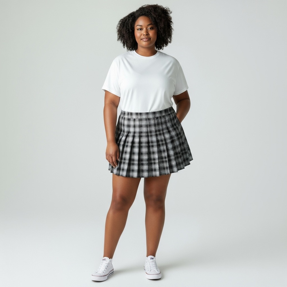 Plaid Black and Gray Women's Skirt- 1X Juniors NWT